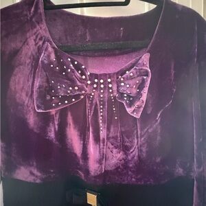 GUCCI Purple Velvet Top with Bow Detail